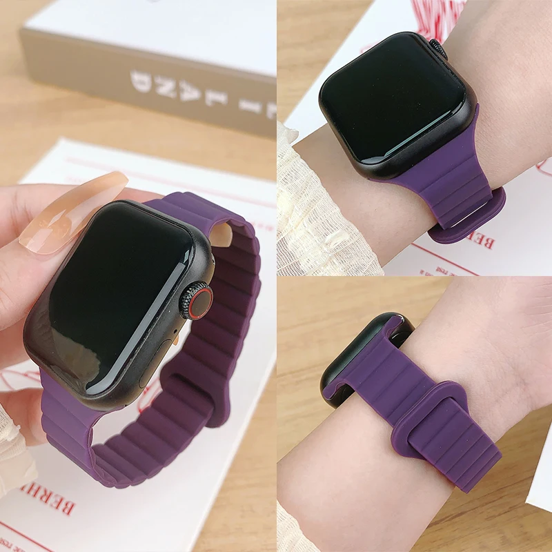 Фото Тонкий силиконовый магнитный ремешок для Apple Watch 44 мм, 40 мм, 41 мм, 42 мм, 46 мм, 45 мм, 49 мм, ремешок для iWatch Series 11, 10, SE3, 9, 8, 7, 6, 5, 4 №4