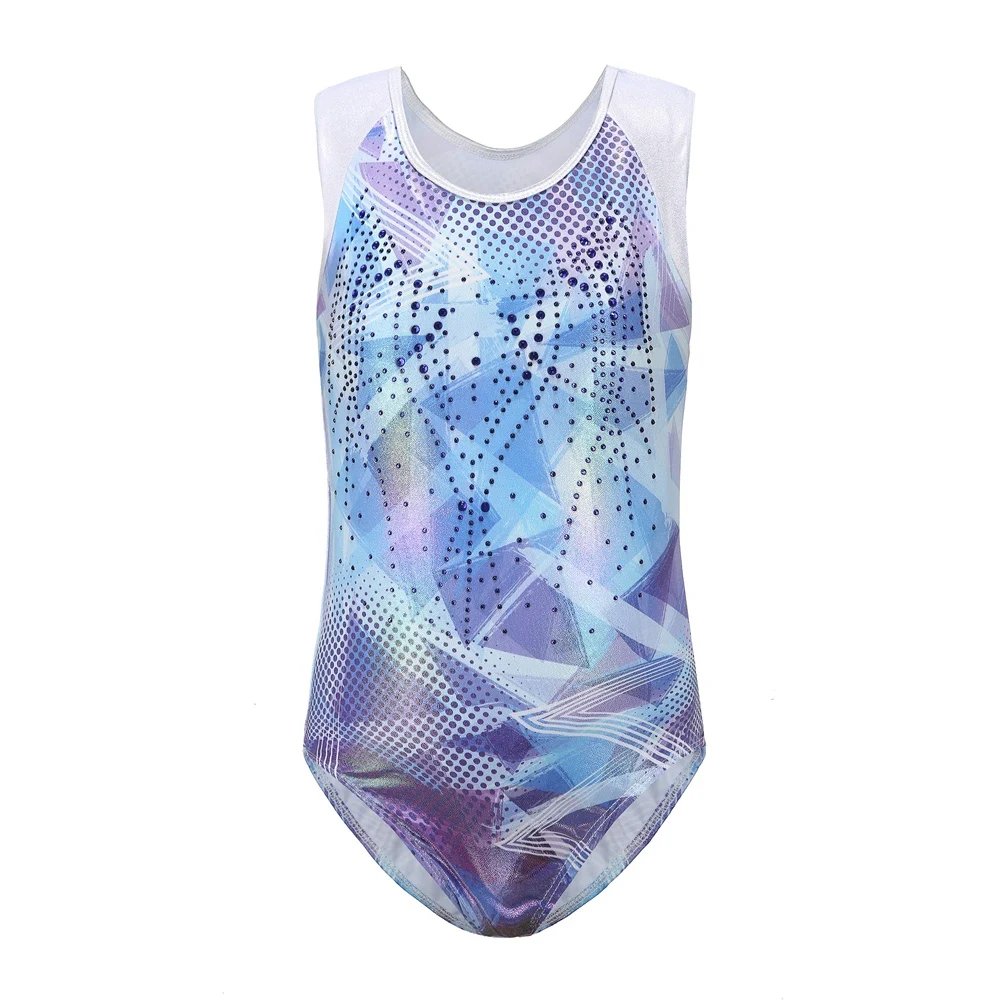 

5 -14 Years Old Girls Gymnastics Leotards Sparkly One-Piece Activewear Dresses Sleeveless Kids Athletic Apperal