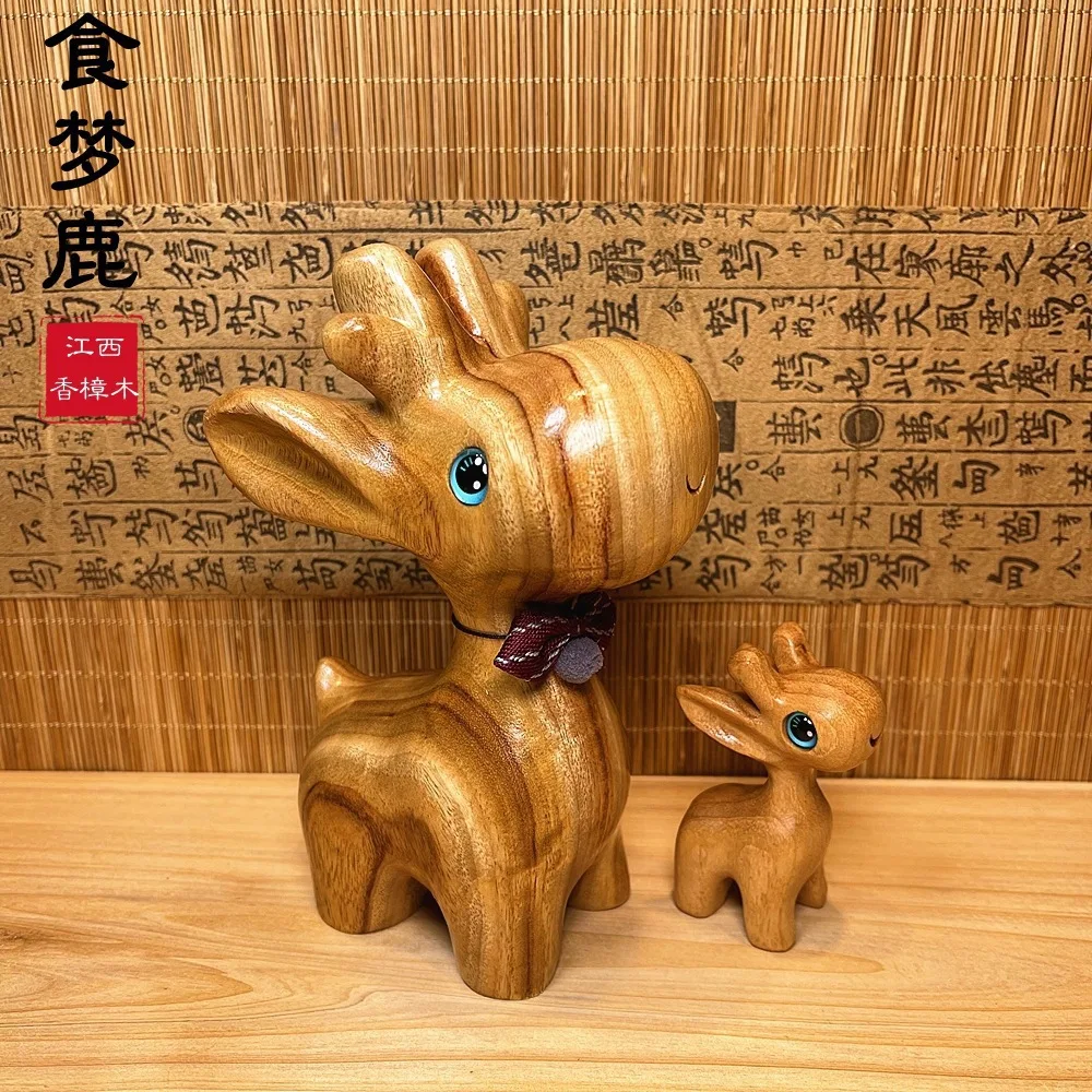 

Sculptur Home Decoration Camphor Wood Carving Deer Craft Decoration Living Room Entrance Office Mold And Insect Prevention