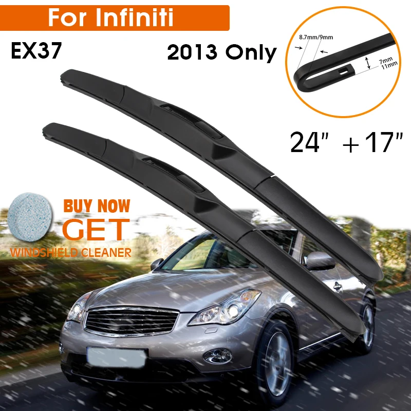 

Автомобильный стеклоочиститель для Infiniti EX37 2013 только лобовое стекло резиновый силиконовый запасной передний стеклоочиститель 24 "+ 17" LHD RHD автомобильные аксессуары