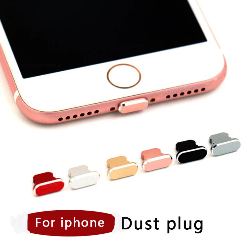 

1PC Alloy Micro Dust Plug Colorful Charger Dock Plug Stopper Cap Cover Cell Phone Accessories For Iphone Port Dust Plug In Stock