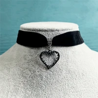 girls jewelry gothic hollow heart thorns chokers velvet vampire necklace witch collar bijoux femme 2022 new