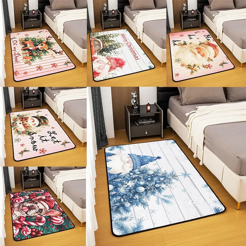 1 рождественский ковер с рисунком гнома Санта-Клауса синяя рождественская елка