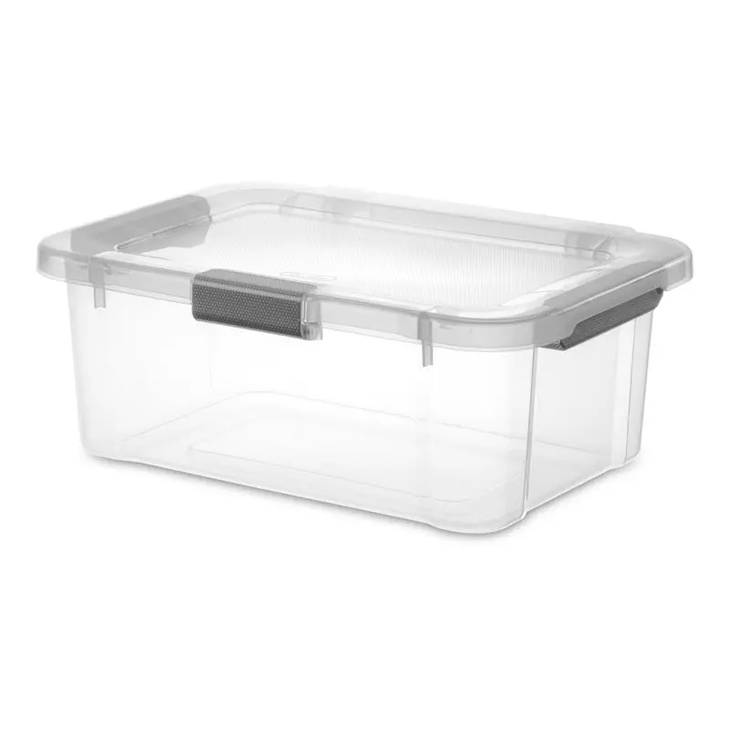 

Qt HingeLID Storage Box Plastic, Flat Gray, Set of 6