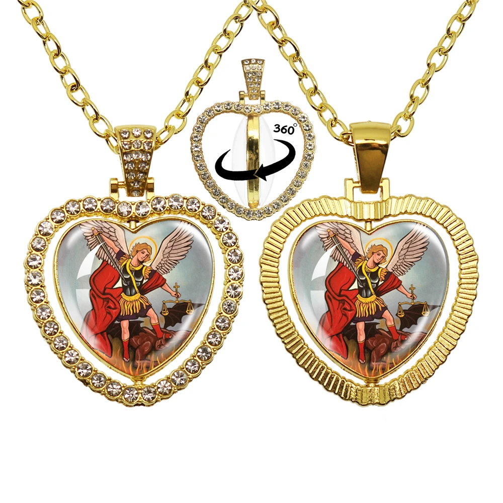Archangel St. Michael Protect Me Saint Shield Angel Heart кулон двухстороннее ожерелье Orhodox амулет христианские ювелирные изделия Archangel St. Michael Protect Me Saint Shield Angel Heart кулон двухстороннее ожерелье Orhodox амулет христианские ювелирные изделия