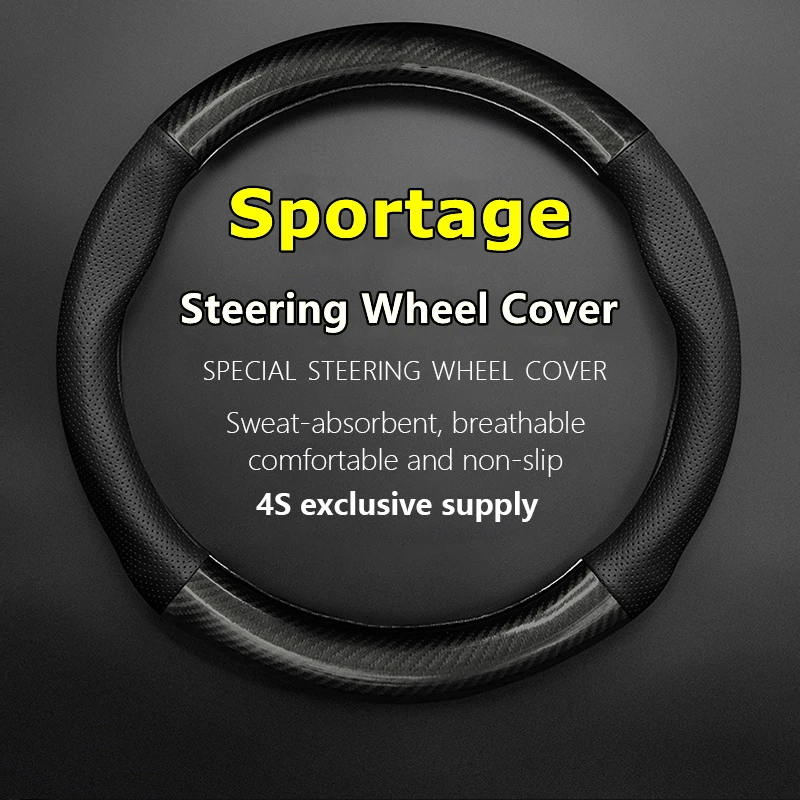 

No Smell Thin For KIA Sportage Steering Wheel Cover Genuine Leather Carbon Fiber 2.0 HEV 1.5T 2.0T 2023