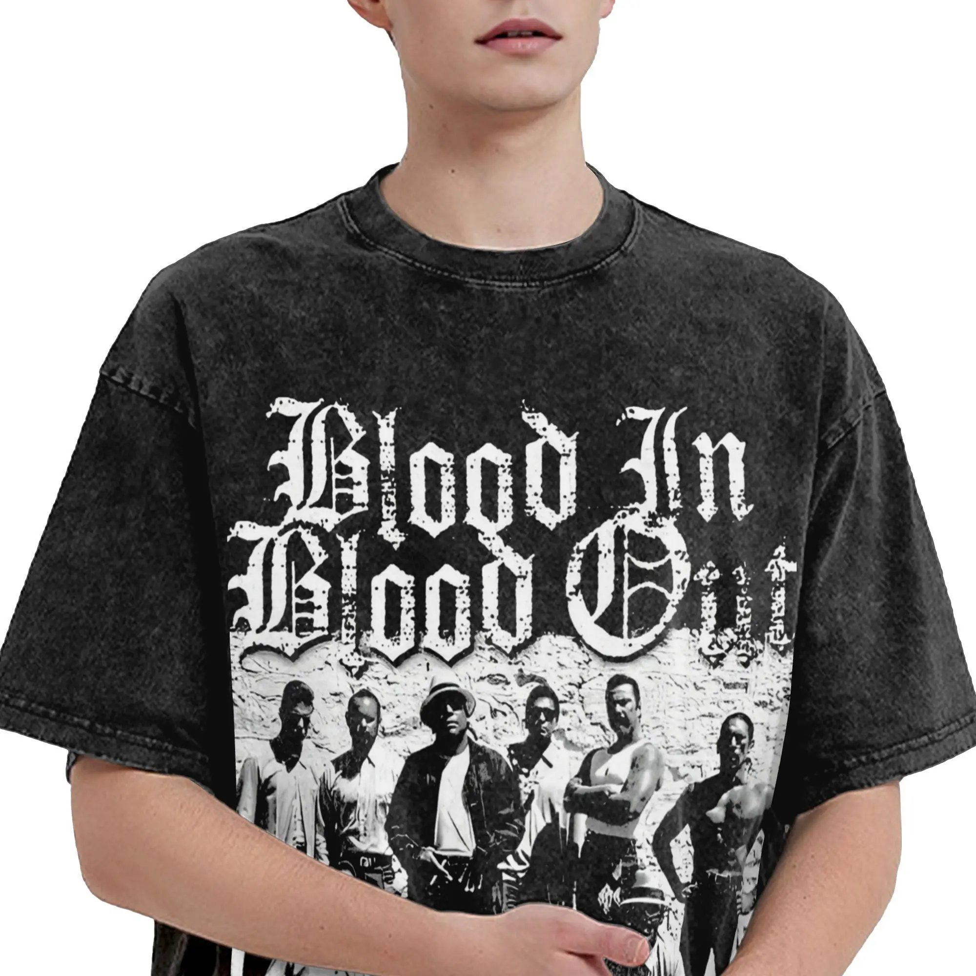 Фото Blood In Blood Out Vatos Locos Cult Футболка в стиле хип-хоп из стираного хлопка Oversize Футболка для мужчин и женщин Уличная одежда Летние топы Футболки №3