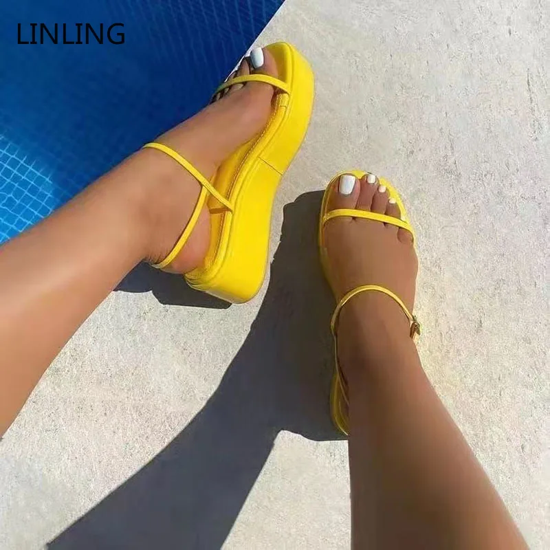 

2022 Summer Gladiator Women's Platform Sandals Women Fashion Open Toe Flats Woman Casual Thick Bottom Shoes New Ladies Sandalias