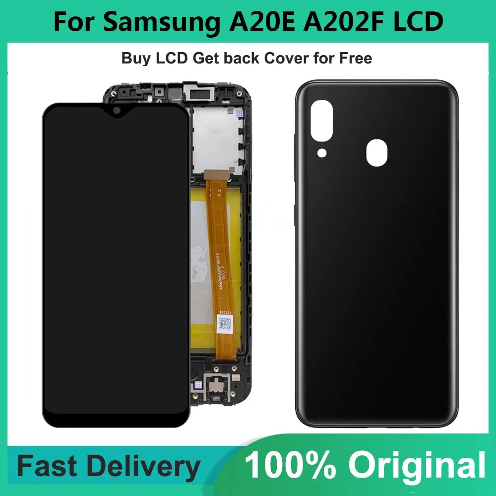 

Original LCD Screen With Digitizer Full Assembly With Frame for Samsung Galaxy A20e SM-A202 A202F A202DS Touch Display
