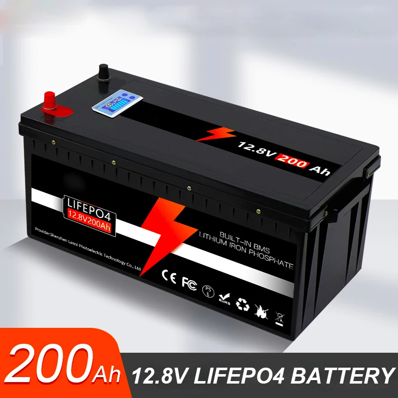 

New 12V 200Ah LiFePO4 Battery Lithium Iron Phosphate Battery Built-in BMS 5000+ Cycles Grade for Solar Power System RV No Tax