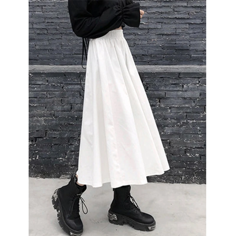 

Women Long Skirt White Skirt Female 2022 Autumn and Winter New High Waist Mid-length A-line Pleated Long Skirt