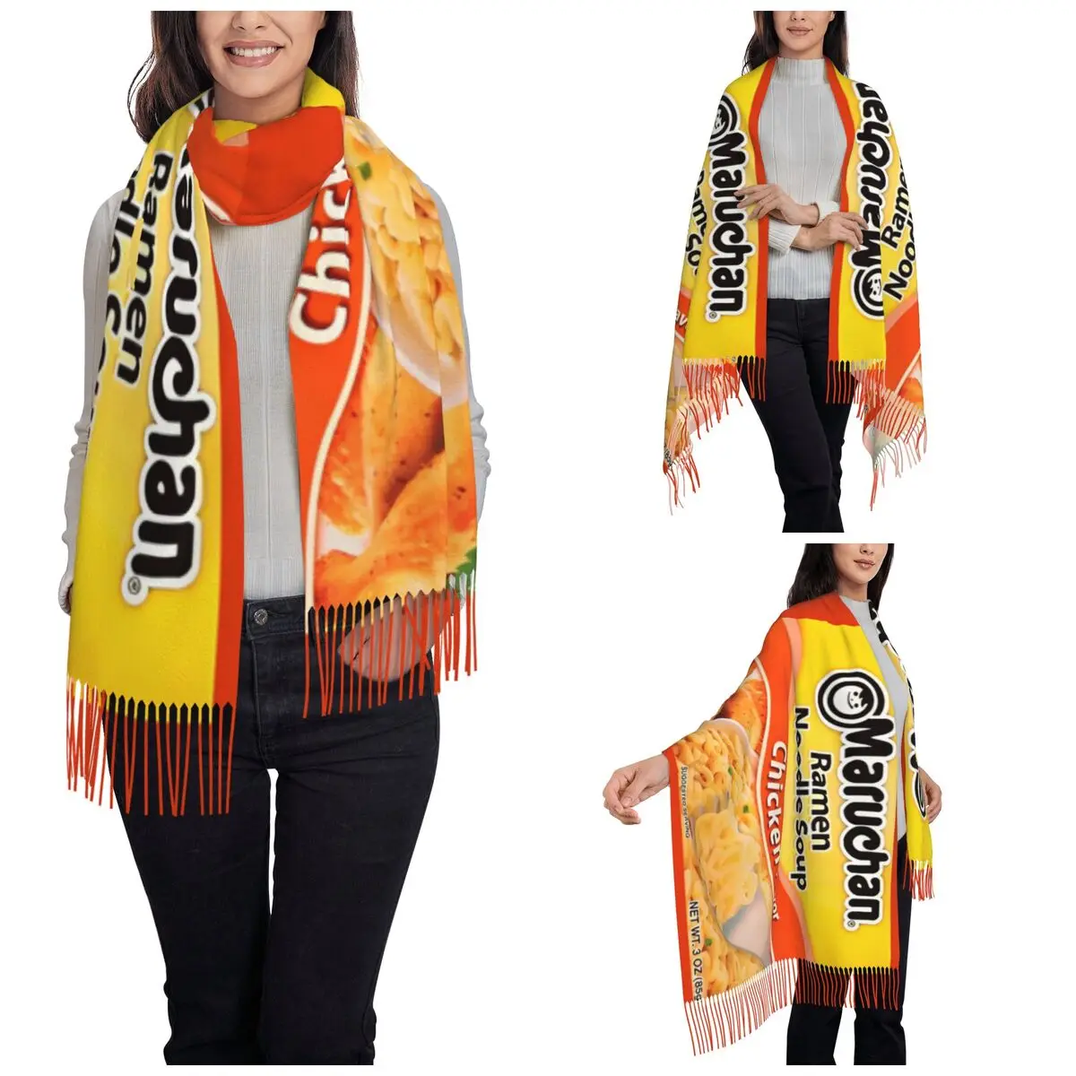Женский шарф со вкусом курицы и лапши рамэн зимняя теплая кашемировая шаль
