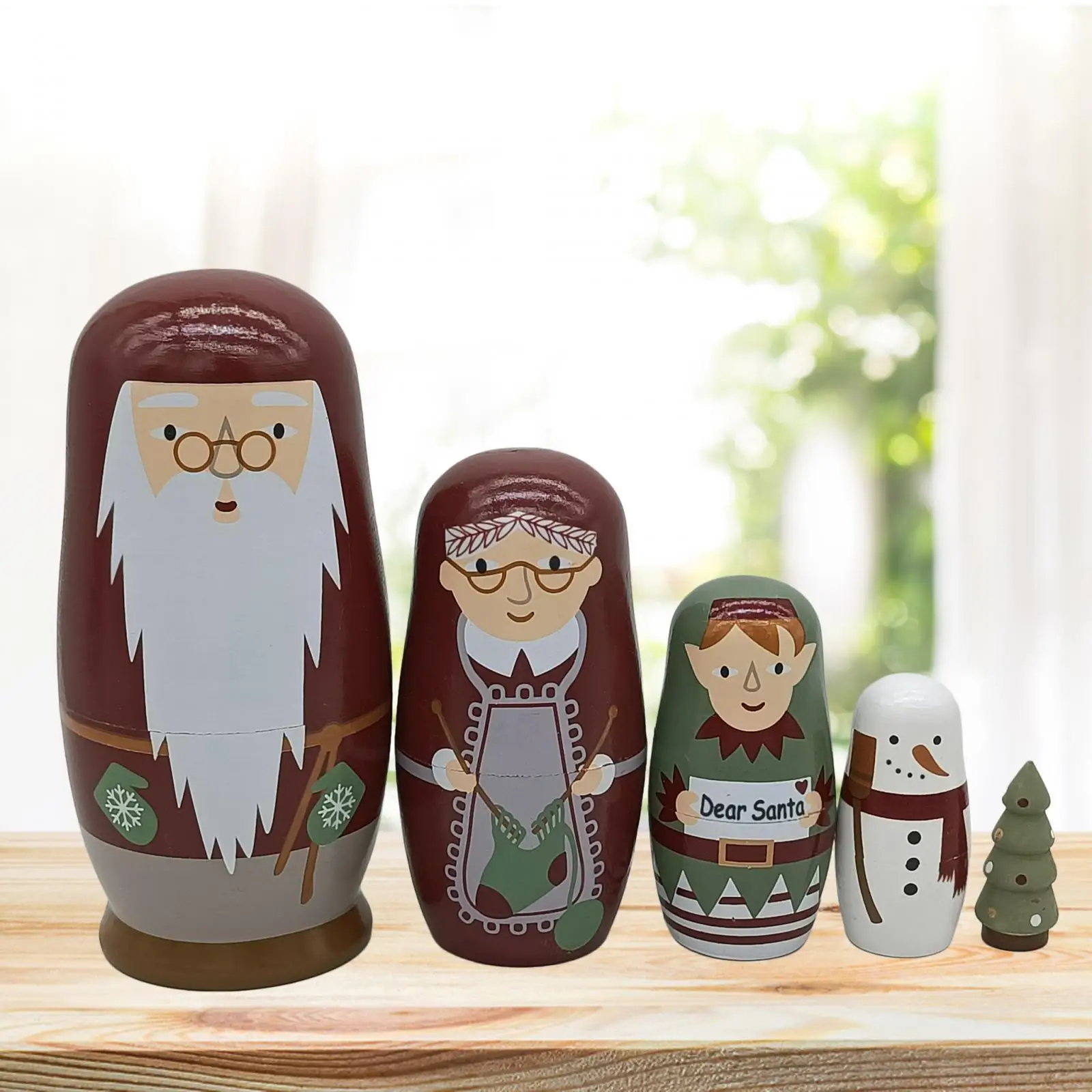 

Wood Matryoshka Dolls Stacking Russian Nesting Dolls for Gift Cafe Toys