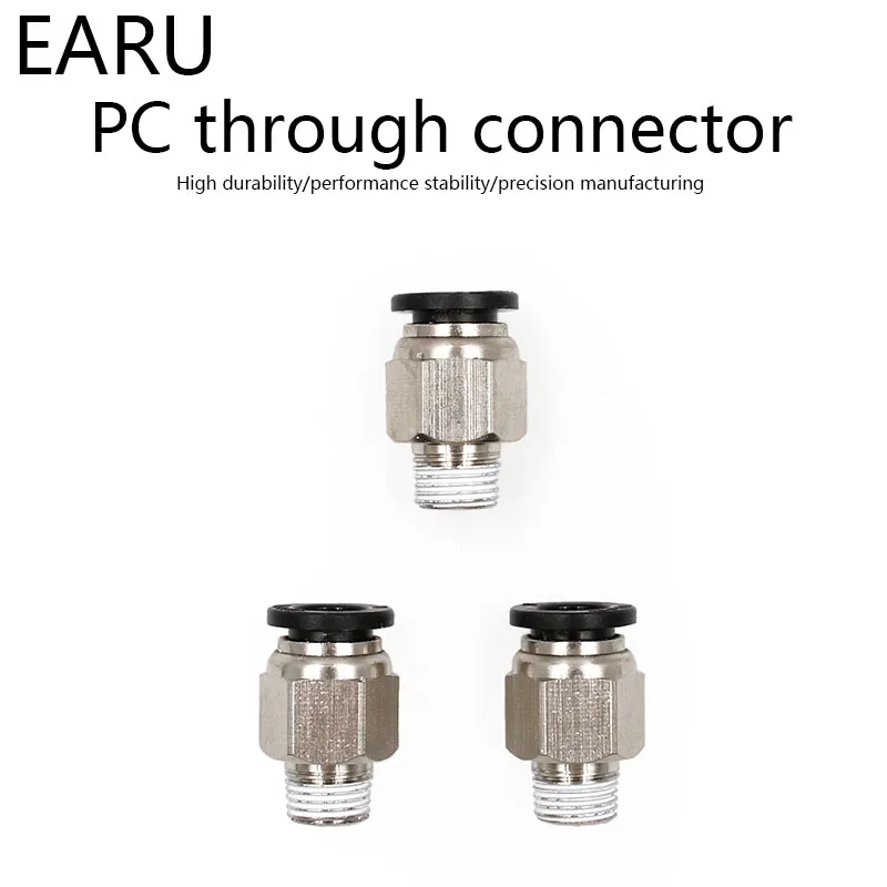

1/8'' 1/4'' 3/8'' 1/2'' Male-4 6 8 10 12mm Straight Push in Fitting Pneumatic Push to Connect Air Adapter Plug Socket Connector