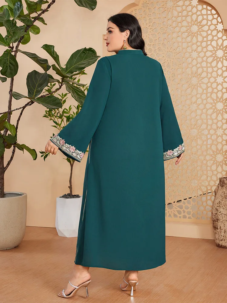 Женское платье макси с вышивкой в Дубае свободное турецком стиле