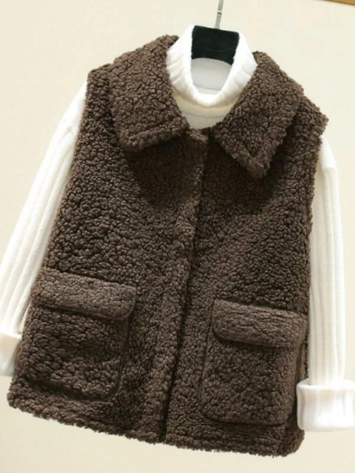 Imitation Lamb Fur Vest Women Short Autumn and Winter Thickened 2024 Waistcoat Outerwear