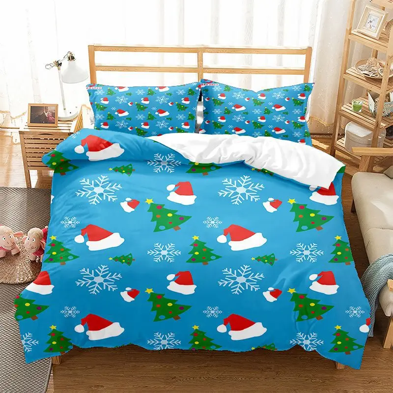 

Christmas Duvet Cover Set Bedding Sets Winter Snowman Snowflake Pattern Microfiber Soft Comforter Cover with Zipper Closure Full