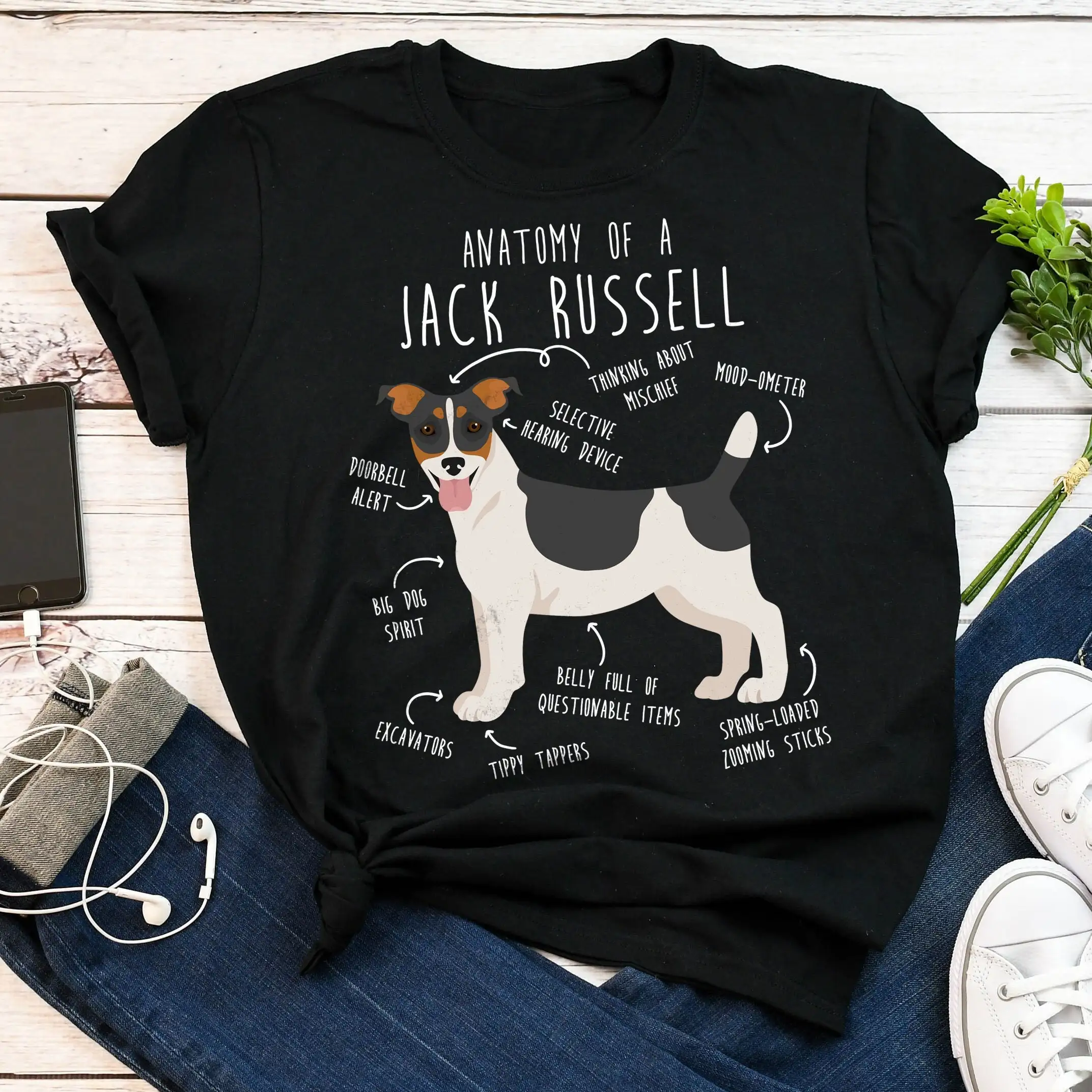 Джек Рассел-терьер футболка забавный любитель собак милый питомец трехцветный