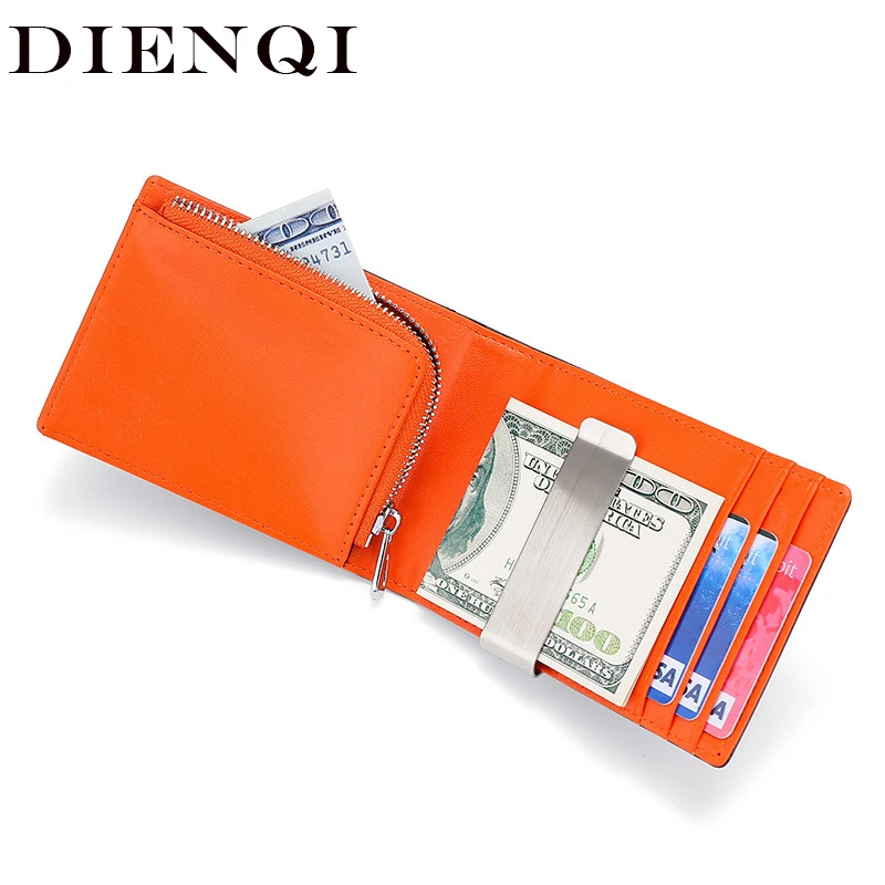 

DIENQI Rfid Genuine Leather Men Wallets Money Bag Slim Thin Card Man Wallet Luxury Male Small Short Purse Billfold Vallet Walet