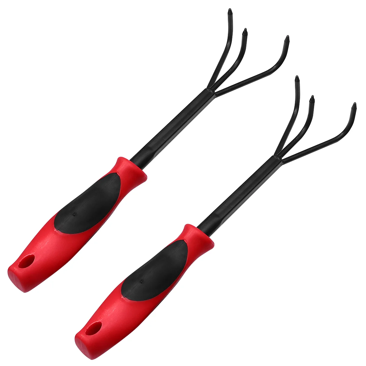 

2Pcs Garden Tool Professional Gardening Tool Agricultural Rake Three Teeth Rake Steel Fork Kit Portable Loose Soil Tool Garden