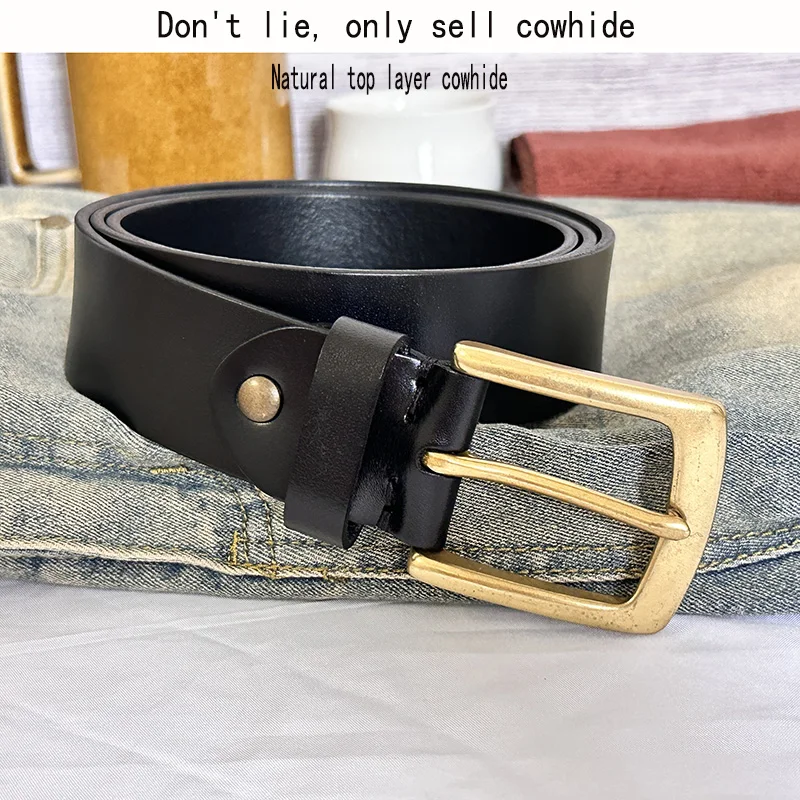 Men's Belt Needle Buckle Fashion Men's Waistband Head Layer Real Cowhide Retro Men's Belt Handcrafted Casual