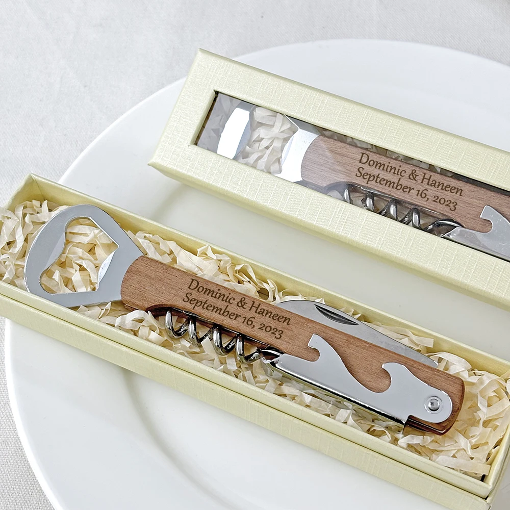 Свадебные сувениры для гостей Персонализированный штопор вина с коробкой
