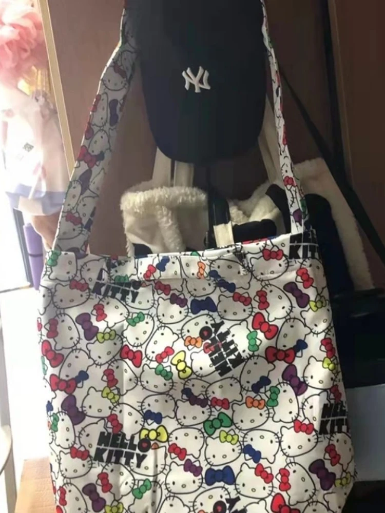 Cute Homemade Childlike Cartoon Hellokitty Girl Large Capacity Crossbody Handbag Graffiti shoulder bag Sanrio cartoon