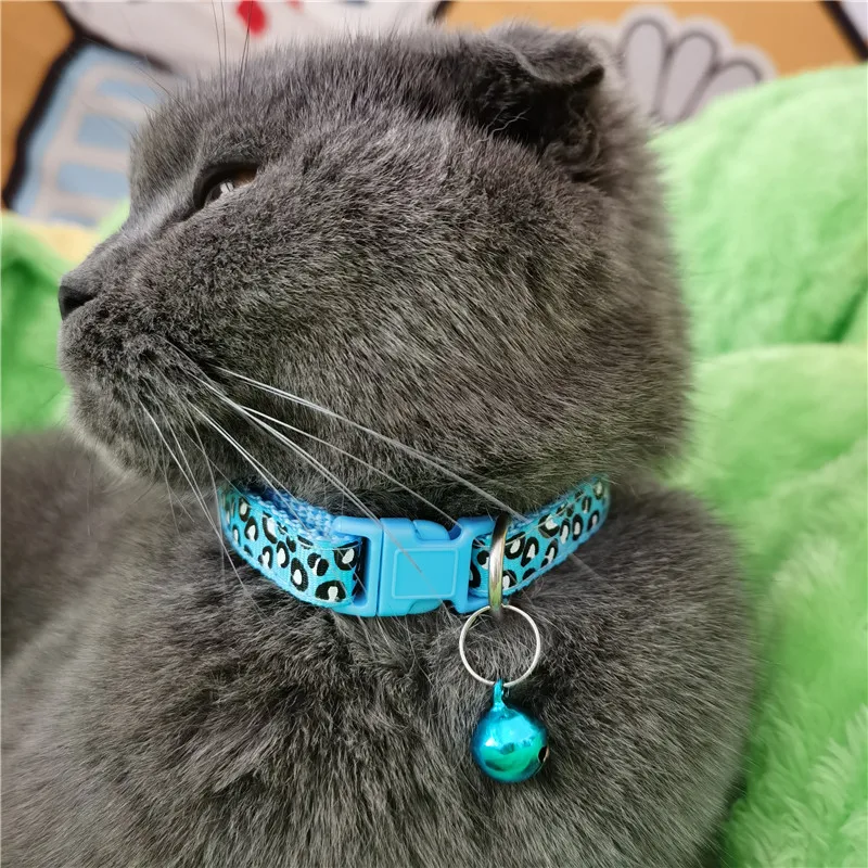 Leopard Pattern Cute Cat Collar - Регулируемый ошейник для милого кота в леопардовом принте с безопасной застежкой на шею для щенков, чихуахуа, котят и кроликов, с бантом.