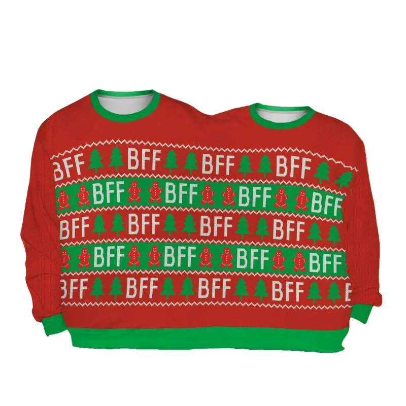 Teanoon Рождественские толстовки для мужчин и женщин с принтом пуловер двух человек