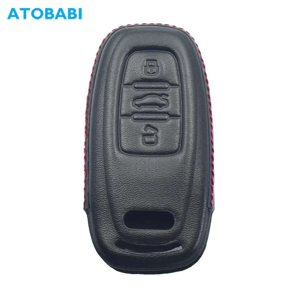 

Leather Car Key Case Keychain For Audi A4 A5 A6 A7 A8 Q5 Q8 R8 S4 S5 S6 S7 RS4 RS5 RS6 Smart Remote Control Fobs Protector Cover