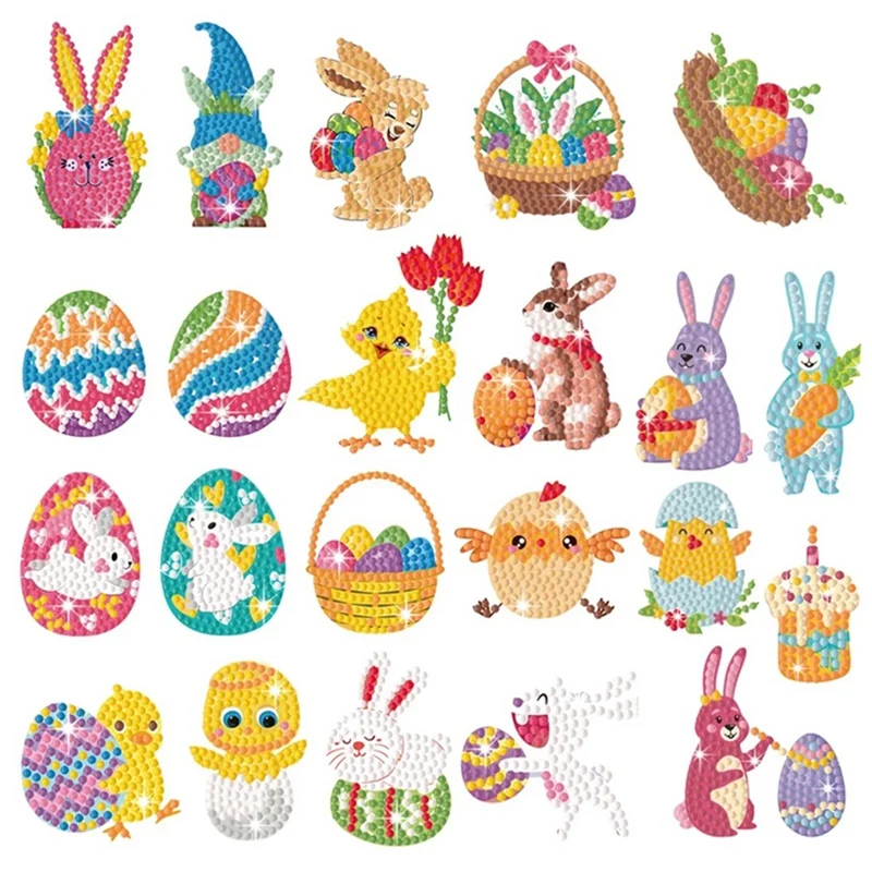 

Счастливая Пасха, алмазная живопись 5D, Набор для творчества, детская алмазная живопись, Мультяшные животные, наклейка, алмазная точка, набор...