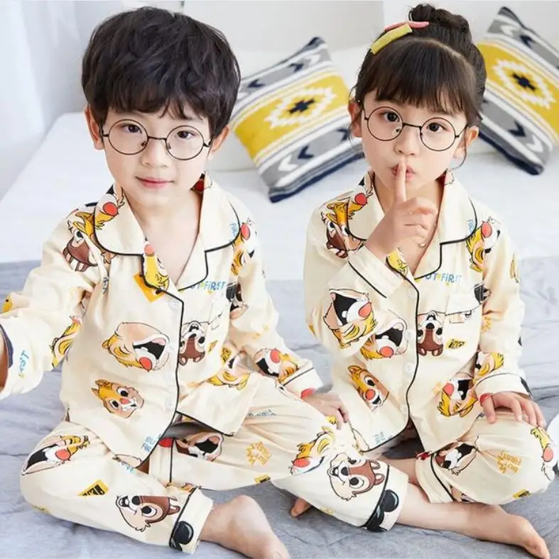 

Girls Children's Homewear Clothing Sets Full Sleeve Pajamas Kids Baby Girl Sleepwear Cotton Nightwear For Autumn Teen Boy Pijama