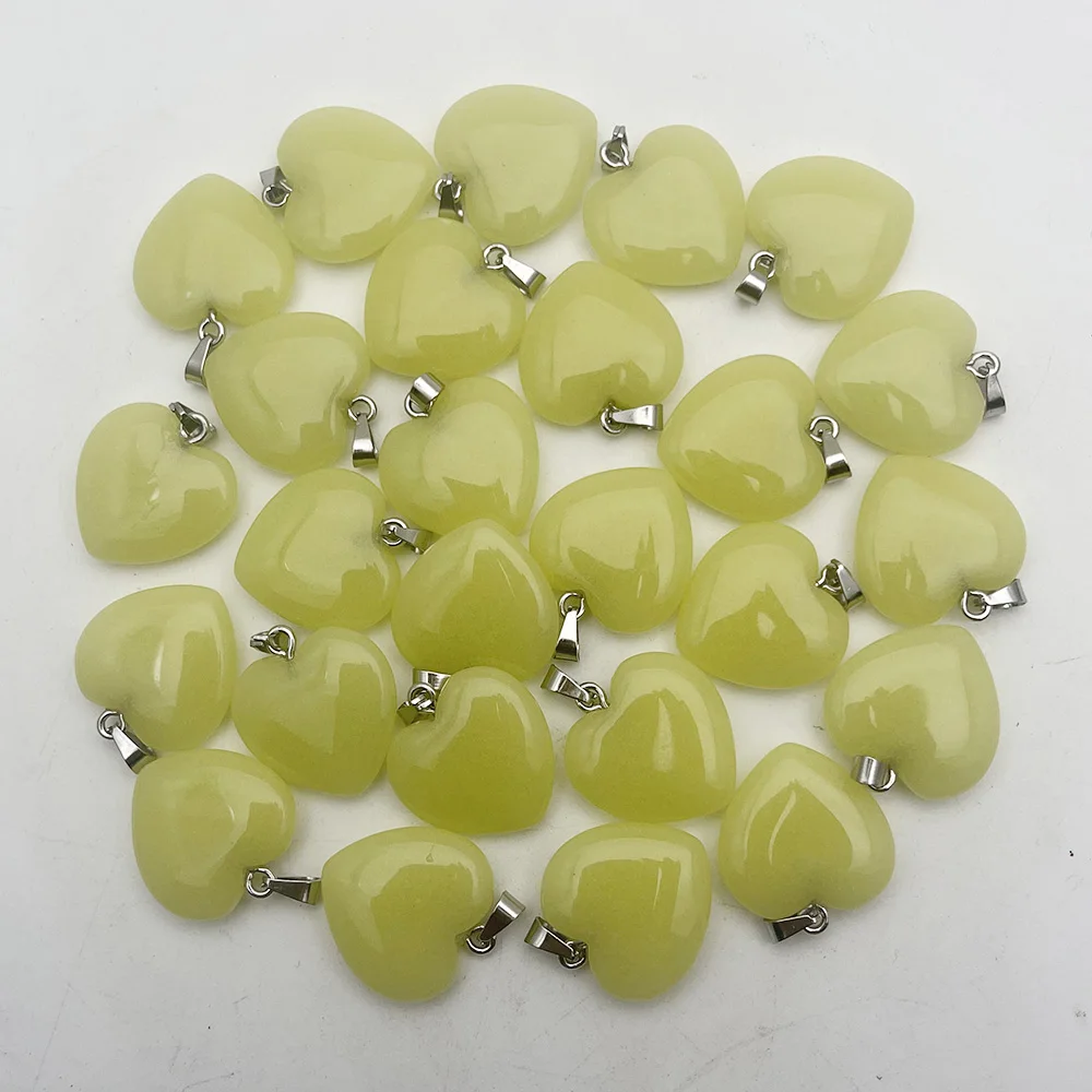 

fashion new 50pc charm green Luminous heart natrual stone Pendants necklaces for Jewelry making accessories gifts Free shipping