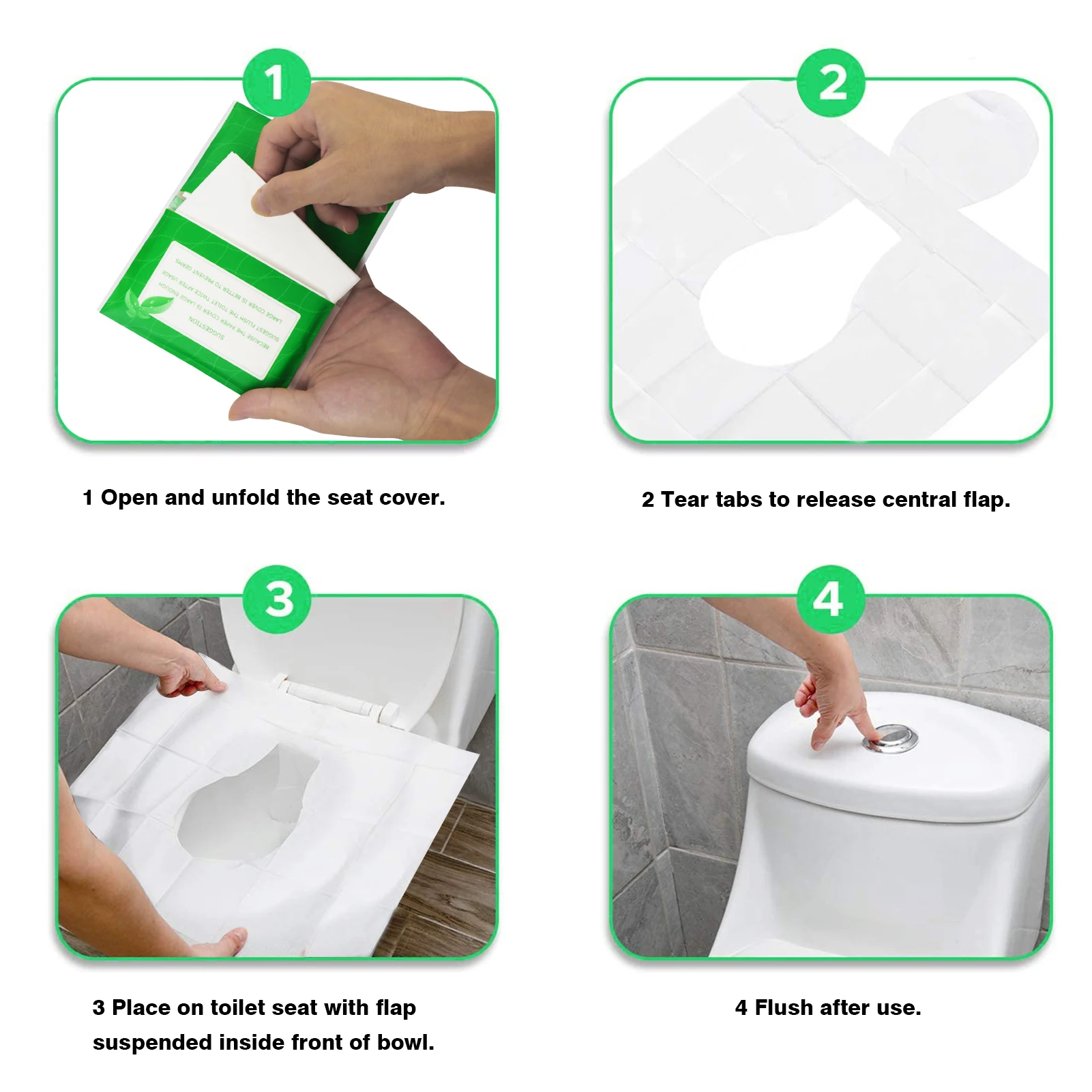 50 Pack Toilet Seat Covers Paper Flushable,Travel Disposable Flushable Paper Toilet Seat Covers  Adults and Kids Potty Training