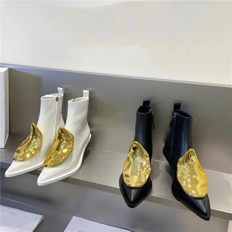 

Zipper stiletto pointed female boots four seasons new temperament high-heeled leather female booties sequined buckle
