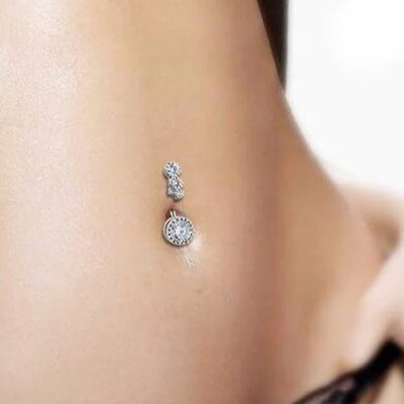 1PC Body Punk Surgical Steel Belly Button Round Crystal Navel Piercing Jewelry