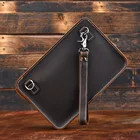 Сумка-клатч мужская из воловьей кожи, деловая сумка на молнии, клатч из натуральной кожи для Ipad, книг, слинг для документов с запястьем