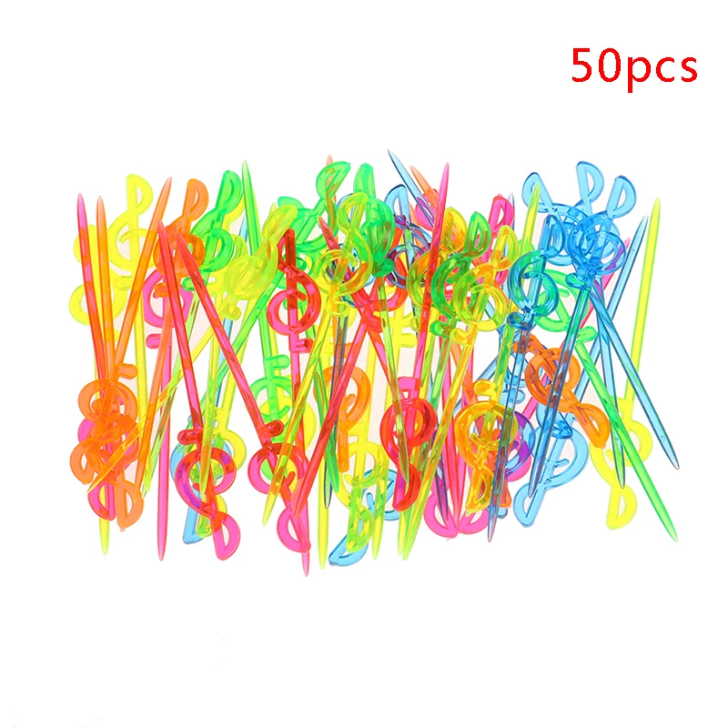 

50Pcs Fruit Needle Forks Stick Plastic Pastry Fork Reusable Food Picks Heart Arrow Dessert Fruit Forks Kitchen Accessories