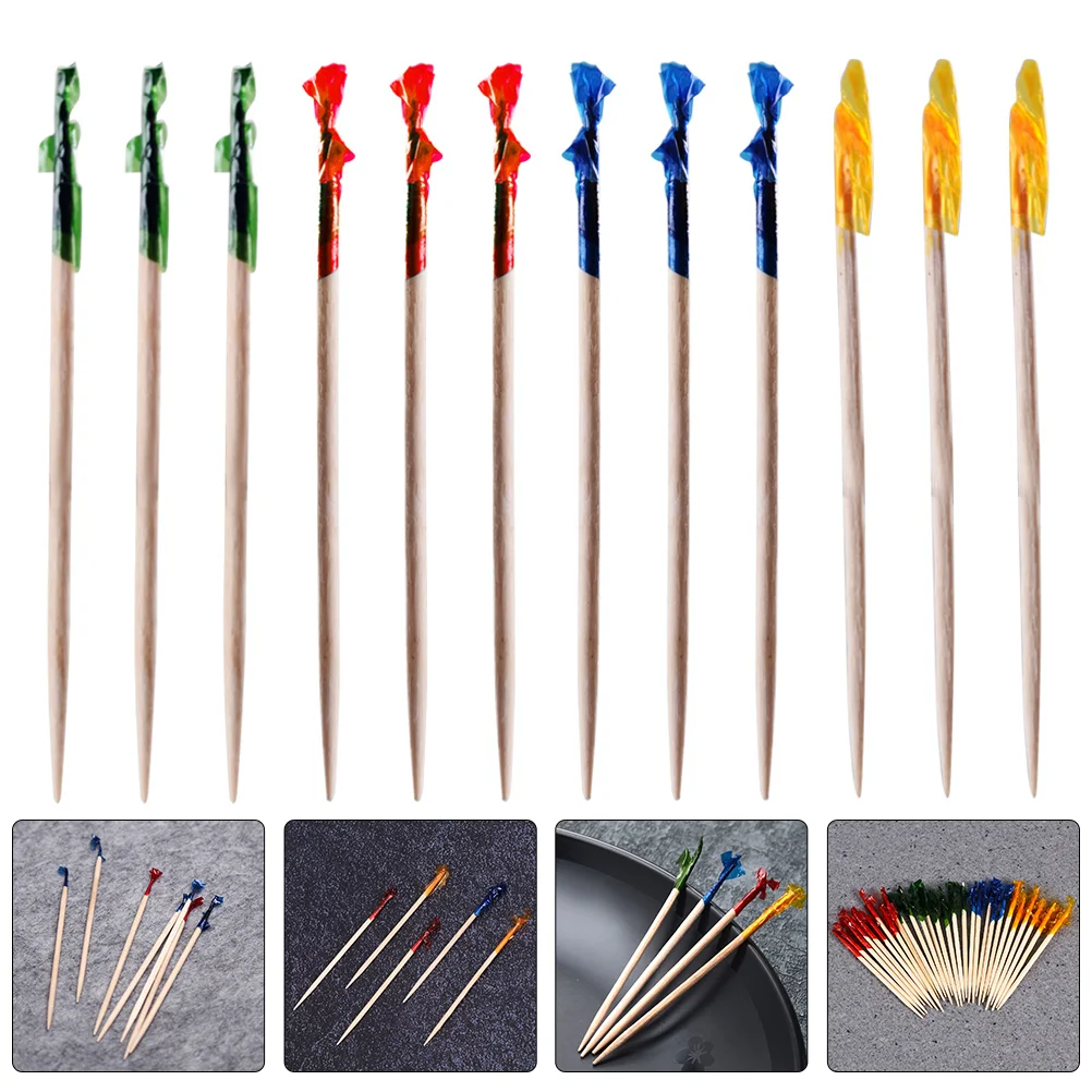 

Picks Cocktail Toothpicks Wooden Sticks Decorative Appetizer Fruit Party Drinks Skewers Disposable Pick Sandwiches Forks Martini