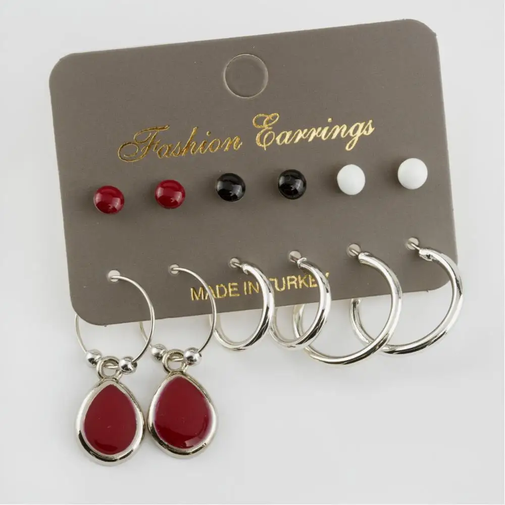 

12'li Oval Figured Cabochons Ring Earrings