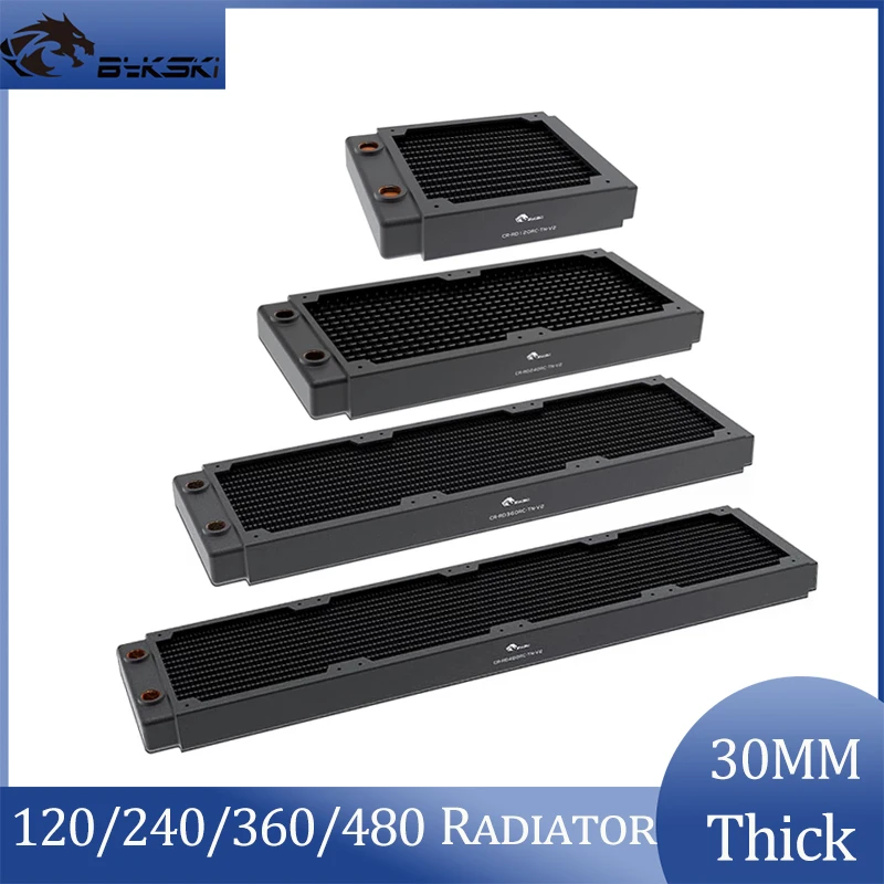 Однорядный радиатор BYKSKI из меди толщиной 30 мм компьютерный водяной охлаждающий