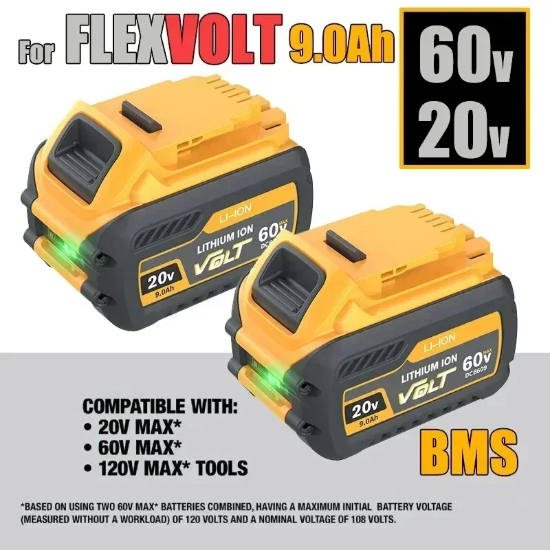 Для Dewalt FLEXVOLT 20 В/60 В MAX аккумулятор 9 Ач DCB609 литий-ионный DCB606 DCB612 DCB205 DCB200 DCB182 Batería
