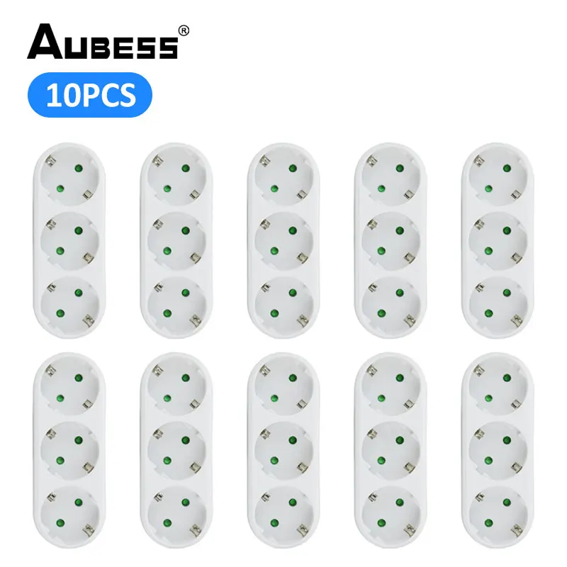 

16A 250V EU Socket Electric Power Strip European Standard 1 To 3 Way Extened Socket 4.8mm German Power Extension Plug Converter