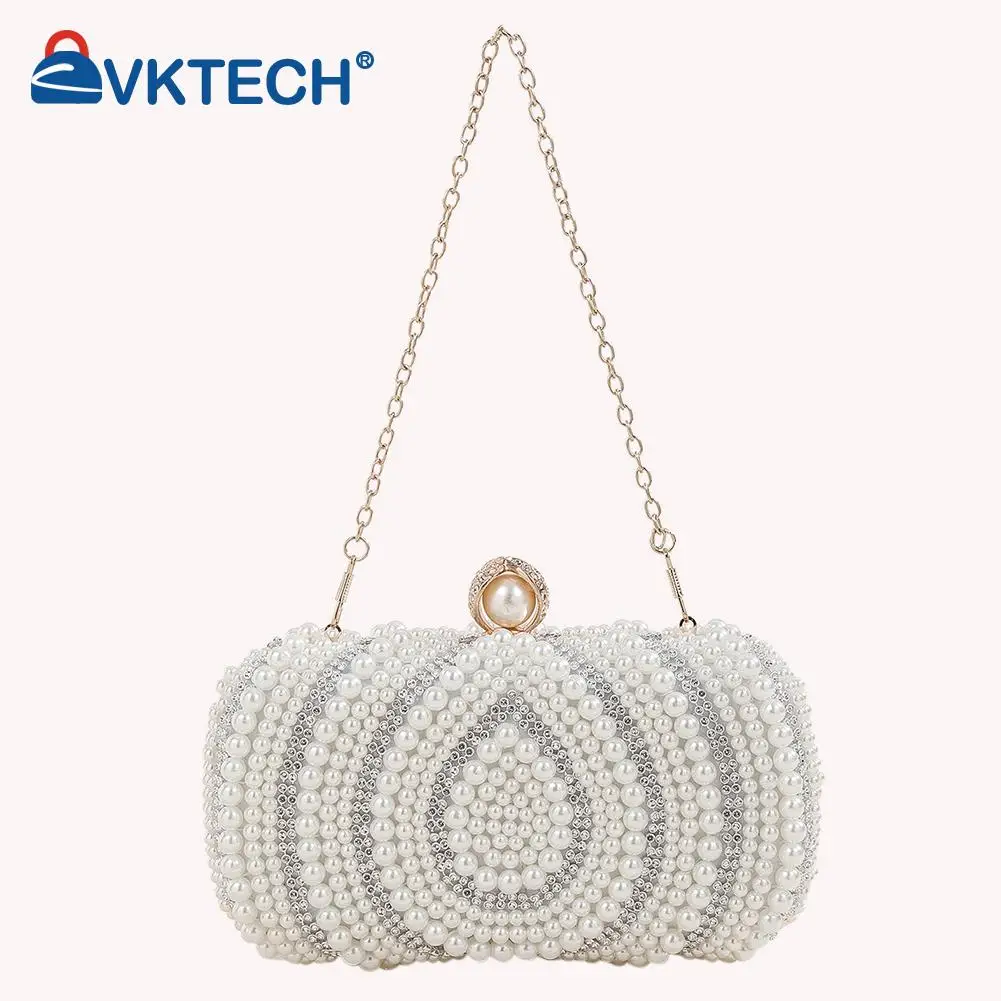 

Beaded Pearl Evening Clutch Phone Bag Latch Women Rhinestone Wedding Bridal Dinner Party Purse Female Stylish Shoulder Bag 2023