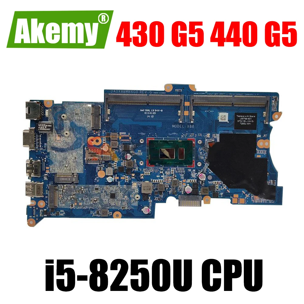 

DA0X8BMB6F0 For HP ProBook 430 G5 440 G5 Laptop Motherboard DA0X8BMB6G0 L01039-001 L01039-601 With SR3LA i5-8250U DDR4