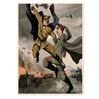 ger vs soviet union ww ii poster mural vintage kraft paper painting and print cccp ussr stalin propaganda wallpaper wall sticker