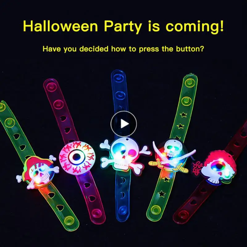 

Halloween Luminous Watch Interactive Toys Glow In The Dark Led Light Toys Led Flash Wrist Strap Party Supplies Silicone Bracelet