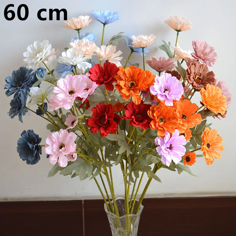 

A bunch of 6 cute artificial decorative flowers DIY wedding Dutch chrysanthemum bouquet home room table decoration
