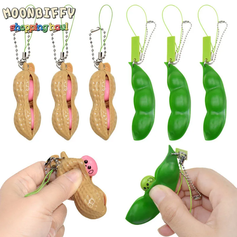 

Fidget Toys Decompression Edamame Toys Squishy Squeeze Peanut Peas Beans Keychain Cute Stress Adult Toy Rubber Boys Xmas Gift