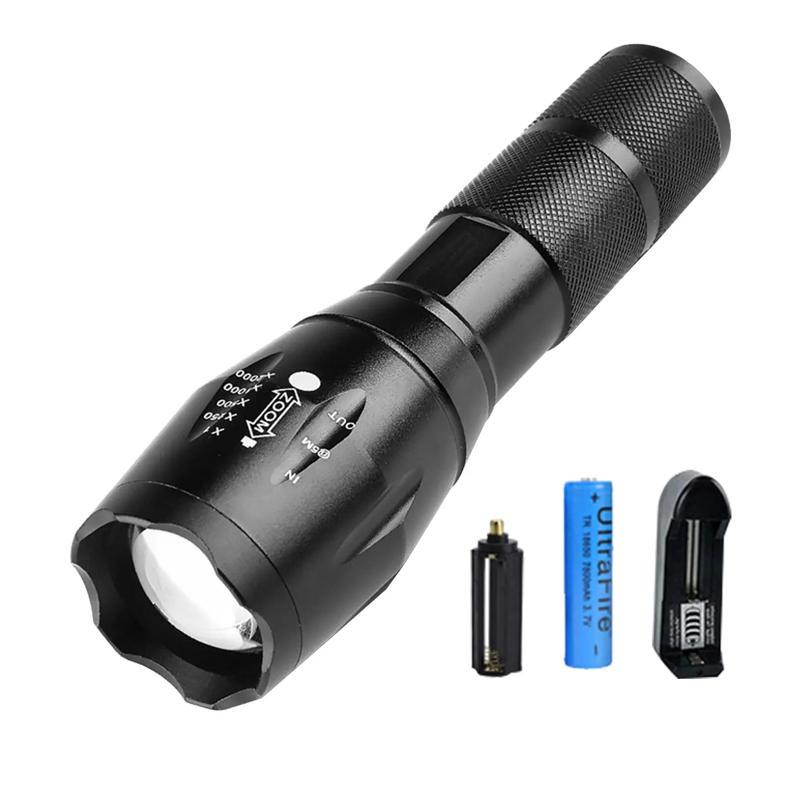 

Led Flashlight High Lumens Aluminum Alloy Zoomable Torch 5 Modes Camping Hiking